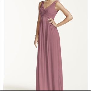 Quartz David’s Bridal Long Mesh dress w/ Cowl back